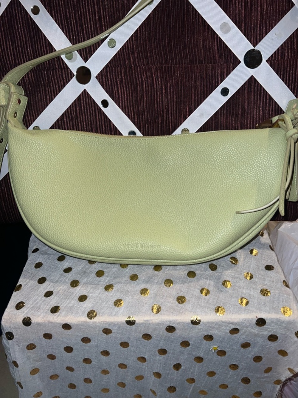 Meline Biancogreen Leather Shoulder Bag - View 2
